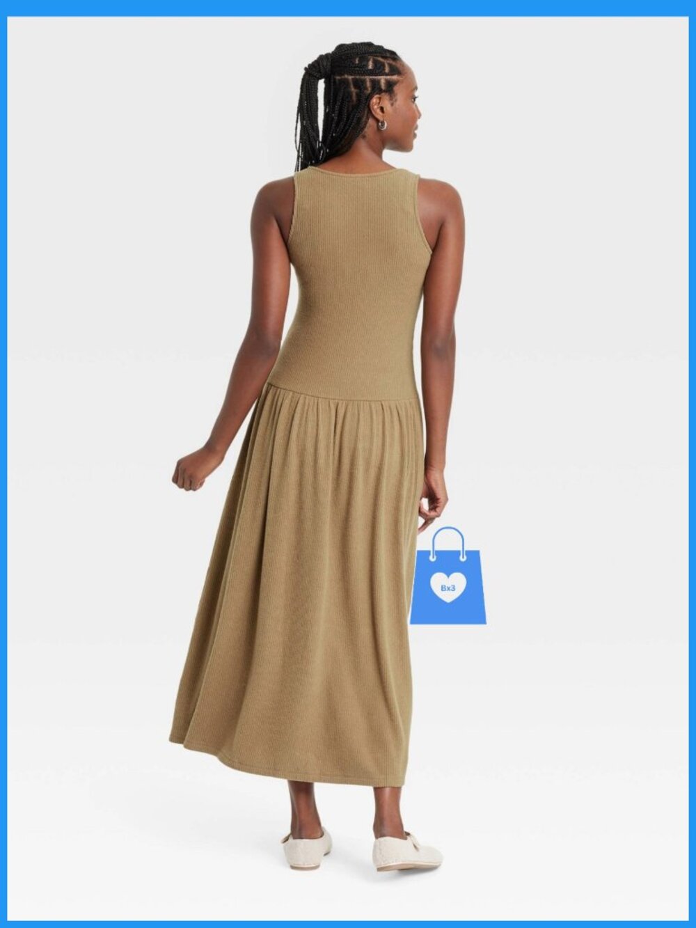 Medium - Womens Drop Waist Knit Midi Slip Dress - Universal Thread - Brown - Picture 3 of 6